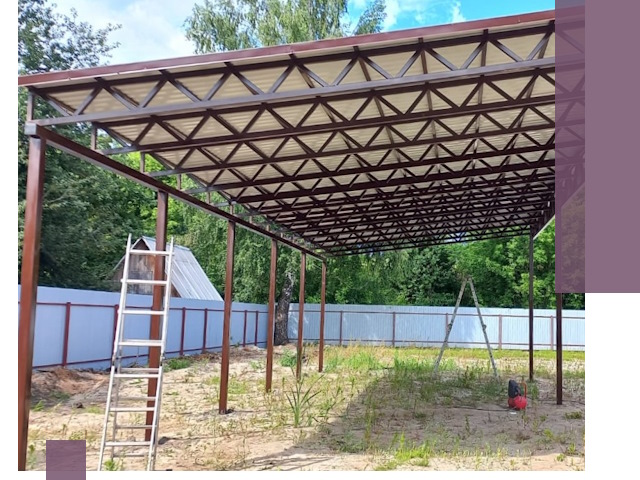 Односкатные навесы под ключ в Кумертау — изготовление и монтаж