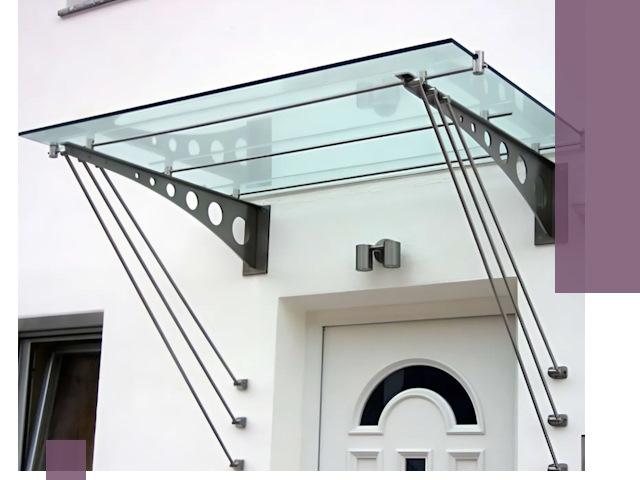 Козырьки над входом под ключ в Кумертау — изготовление и монтаж