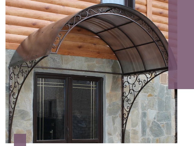 Арочные козырьки под ключ в Кумертау: изготовление и монтаж